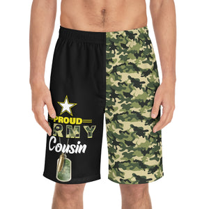 Proud Army Cousin Board Camoflauge Shorts-Phoenix Styles