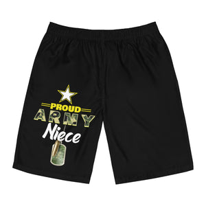 Proud Army Niece Camoflauge Back Board Shorts-Phoenix Styles