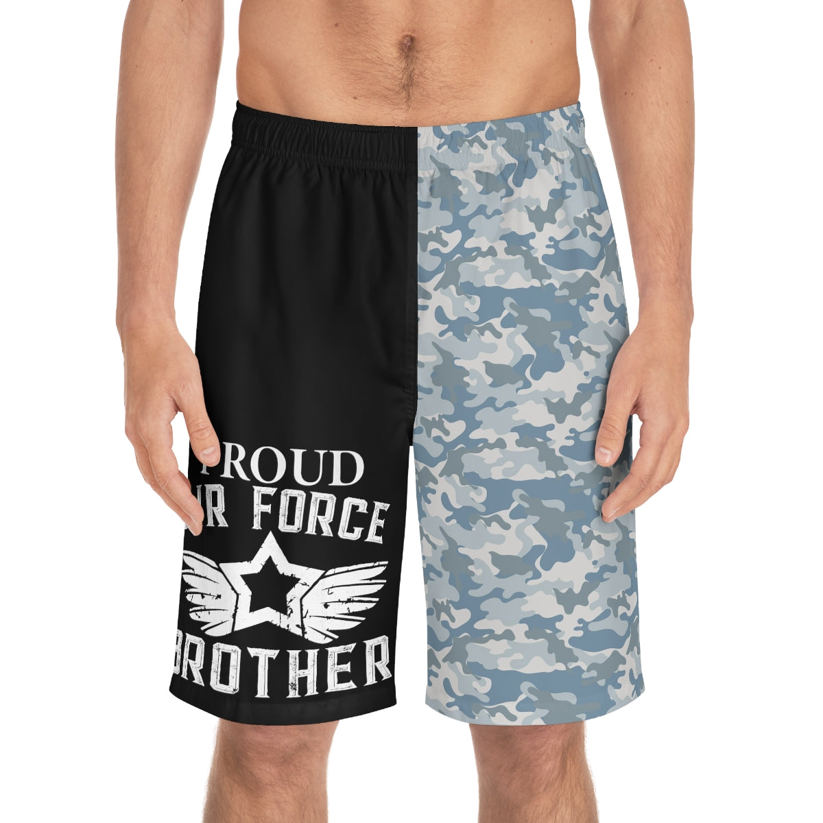 Proud Airforce Brother Camo Men's Board Shorts-Phoenix Styles