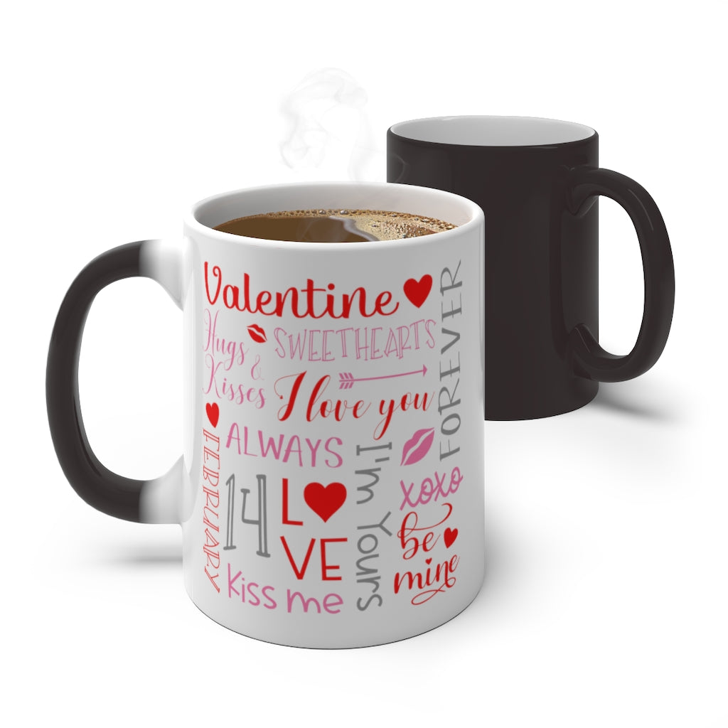 Valentine Day Color Changing Mug - Magic Mug - Unique Coffee Mug - Ceramic Coffee Mug - Valentines Day Mug - Best Friend Gift-Phoenix Styles