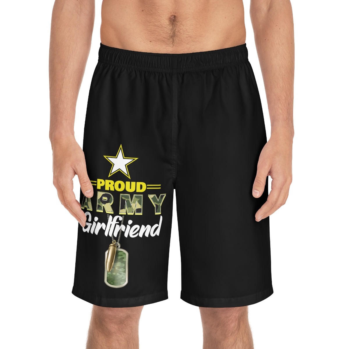 Proud Army Girlfriend Board Shorts-Phoenix Styles