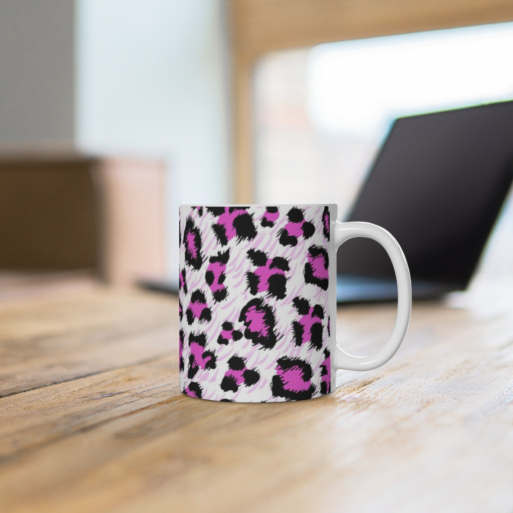 Pink Leopard White Ceramic Mug-Phoenix Styles