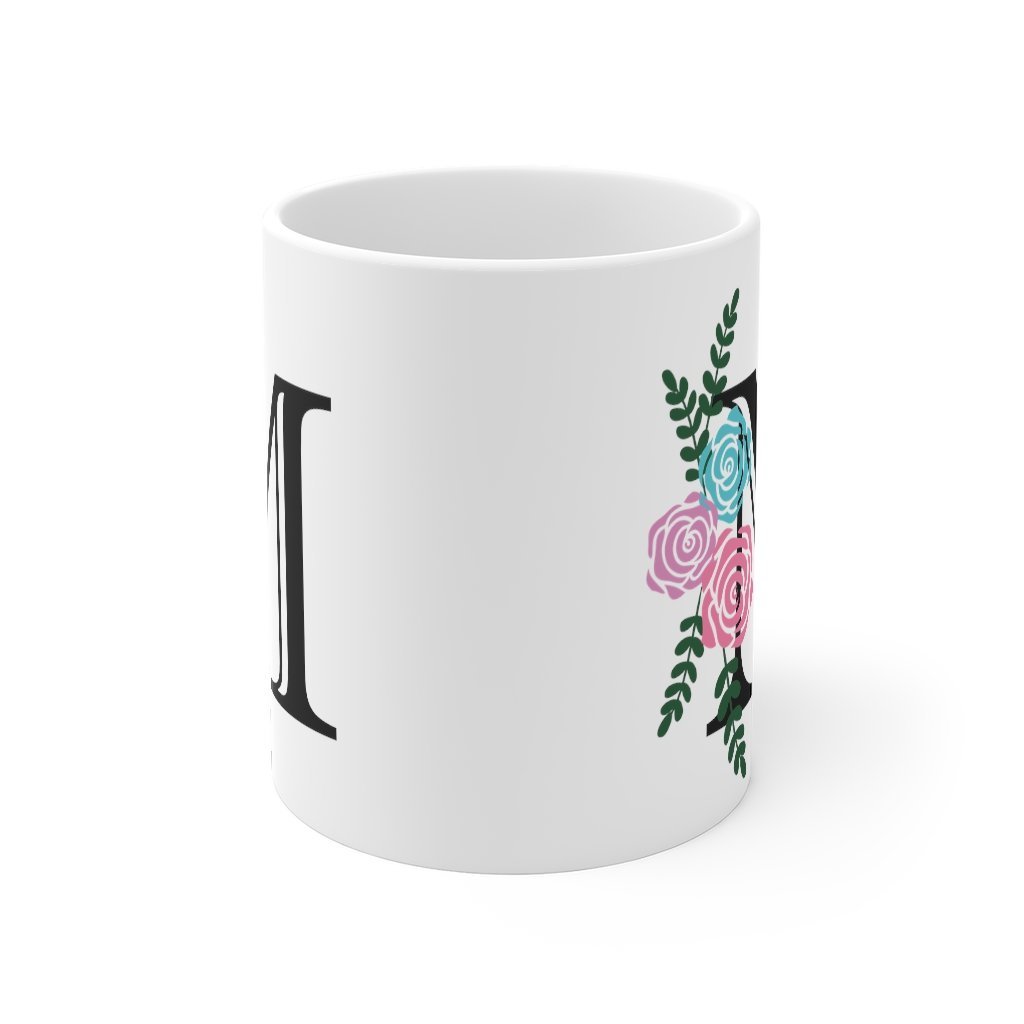 Floral M Initial Mug 11oz-Phoenix Styles