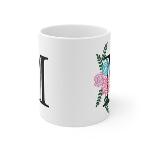 Floral M Initial Mug 11oz-Phoenix Styles