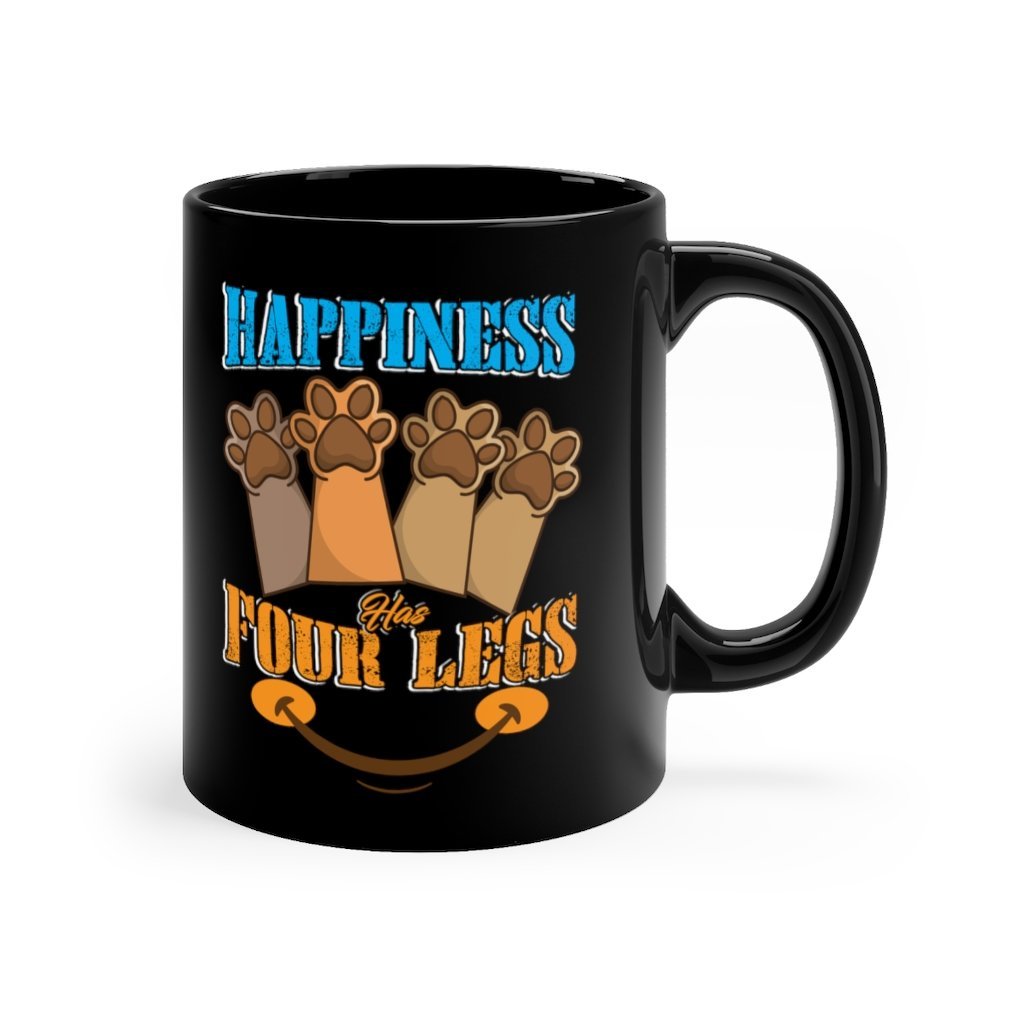 Happiness Has Four Legs Black mug 11oz-Phoenix Styles