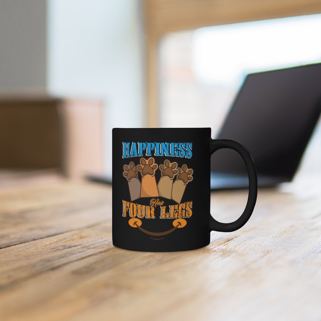 Happiness Has Four Legs Black mug 11oz-Phoenix Styles