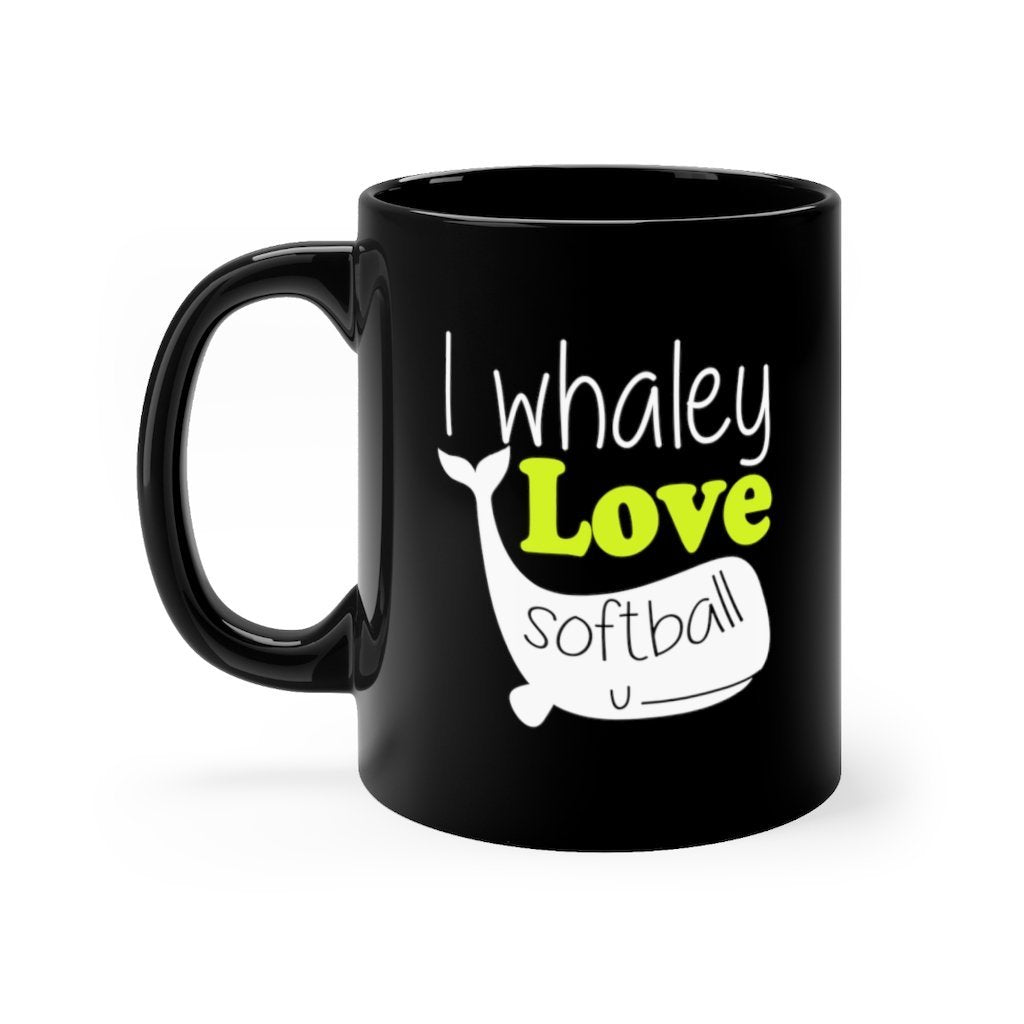 I Whaley Love Softball Black Mug 11oz-Phoenix Styles