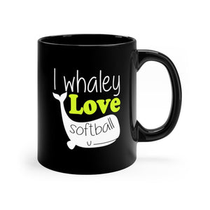 I Whaley Love Softball Black Mug 11oz-Phoenix Styles