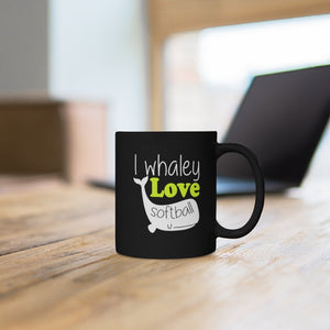 I Whaley Love Softball Black Mug 11oz-Phoenix Styles