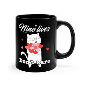 Nine Lives Don't Care Black mug 11oz-Phoenix Styles