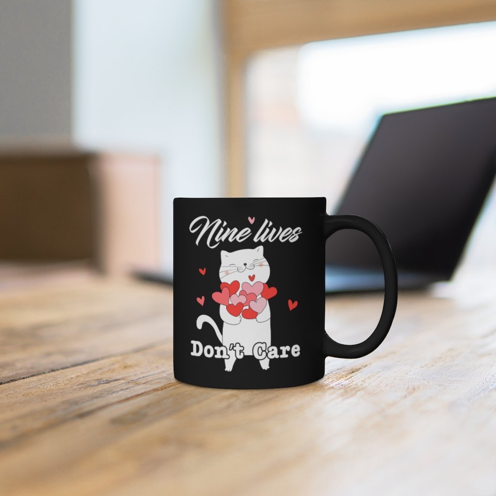 Nine Lives Don't Care Black mug 11oz-Phoenix Styles