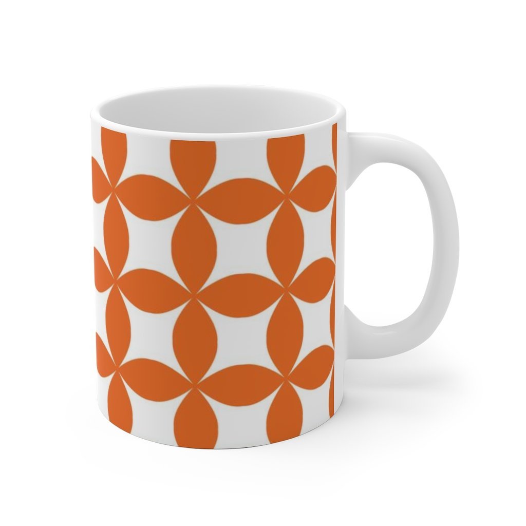 Orange Pattern White Ceramic Mug-Phoenix Styles