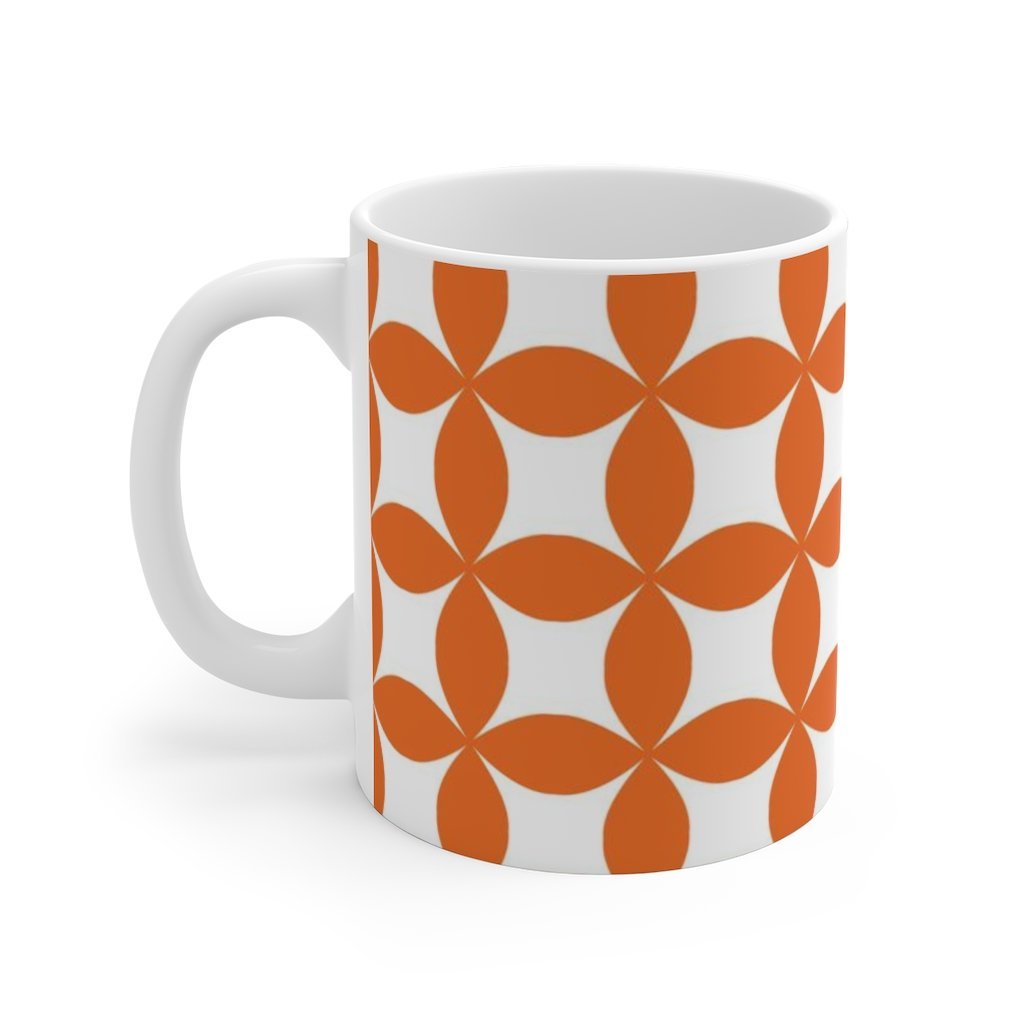 Orange Pattern White Ceramic Mug-Phoenix Styles