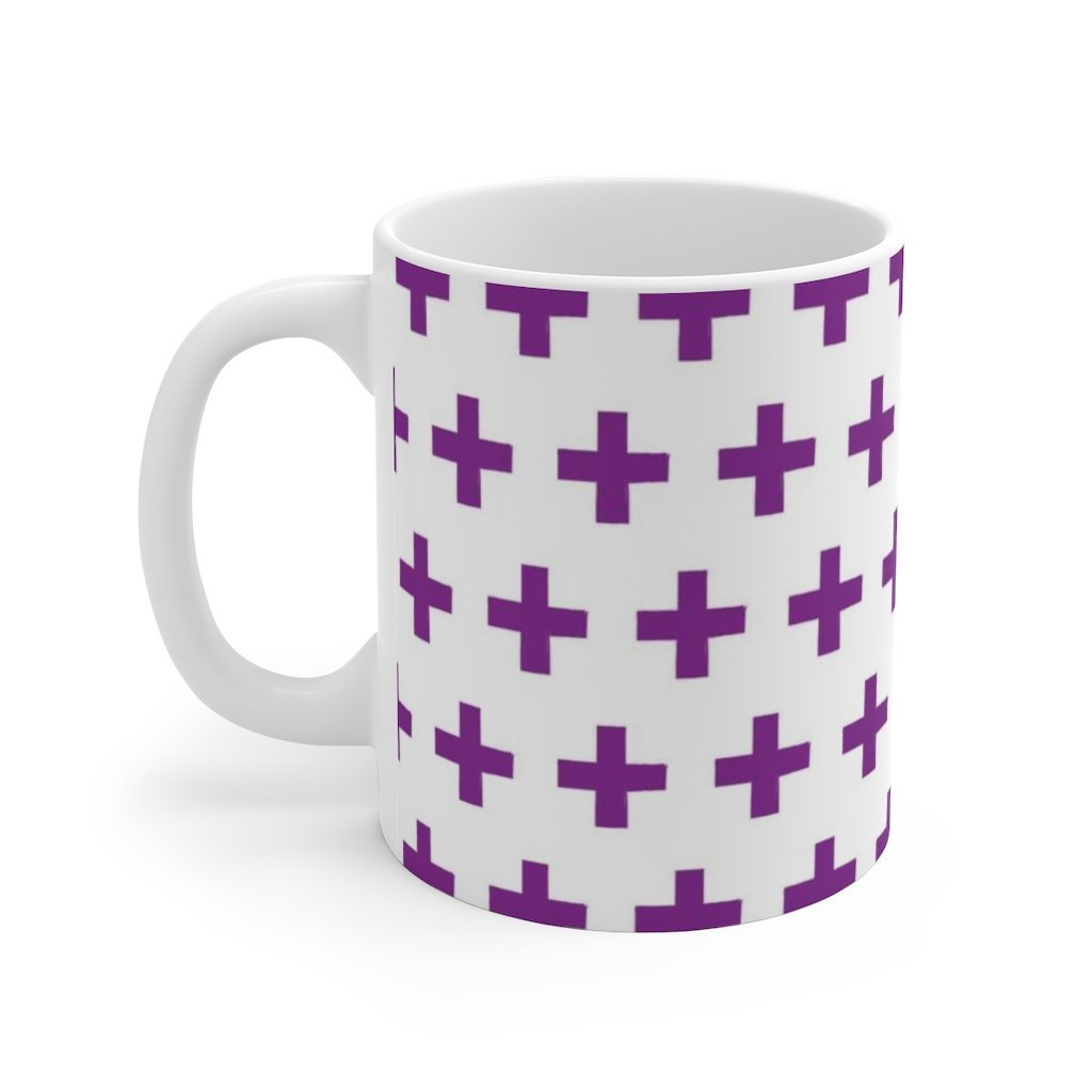 Purple Pattern Novelty White Ceramic Mug-Phoenix Styles