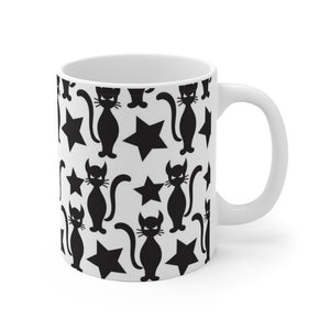 Starry Cat White Ceramic Mug-Phoenix Styles