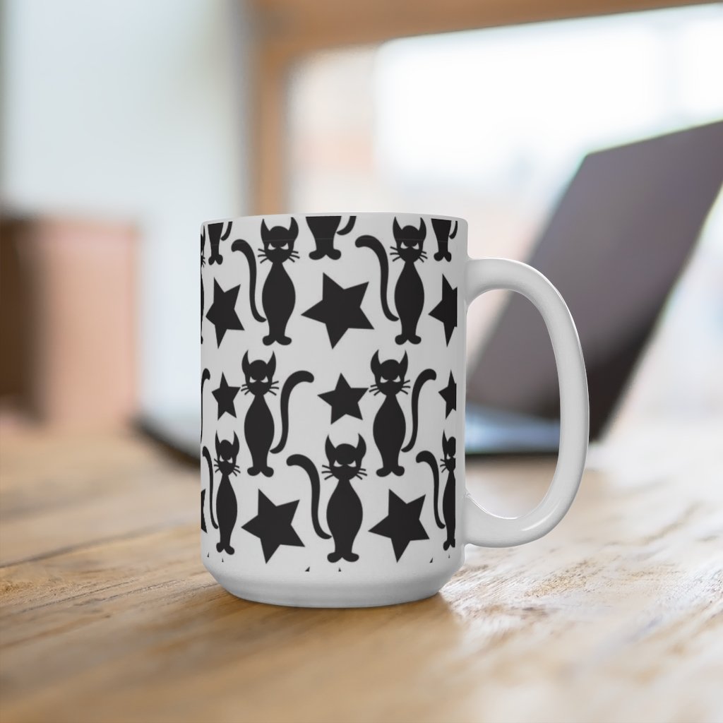 Starry Cat White Ceramic Mug-Phoenix Styles