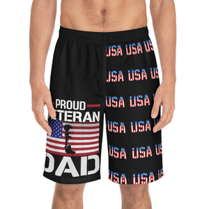 Proud Veteran Dad USA Men's Board Shorts-Phoenix Styles