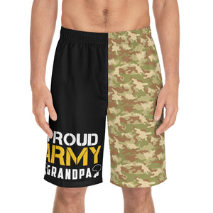 Proud Army Grandpa Camo Board Shorts-Phoenix Styles