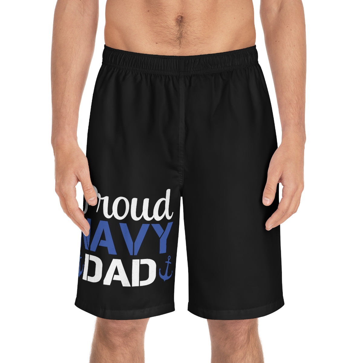 Proud Navy Dad Men's Board Shorts (AOP)-Phoenix Styles