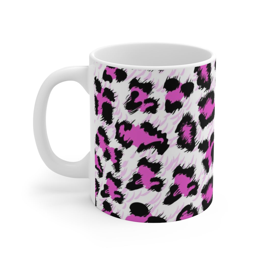 Pink Leopard White Ceramic Mug-Phoenix Styles