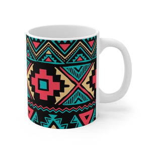 Tribal Vintage Ethnic Seamless White Ceramic Mug-Phoenix Styles