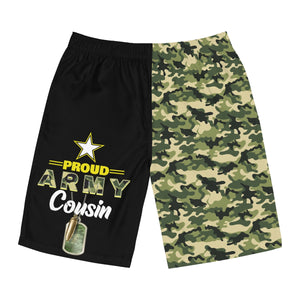 Proud Army Cousin Board Camoflauge Shorts-Phoenix Styles