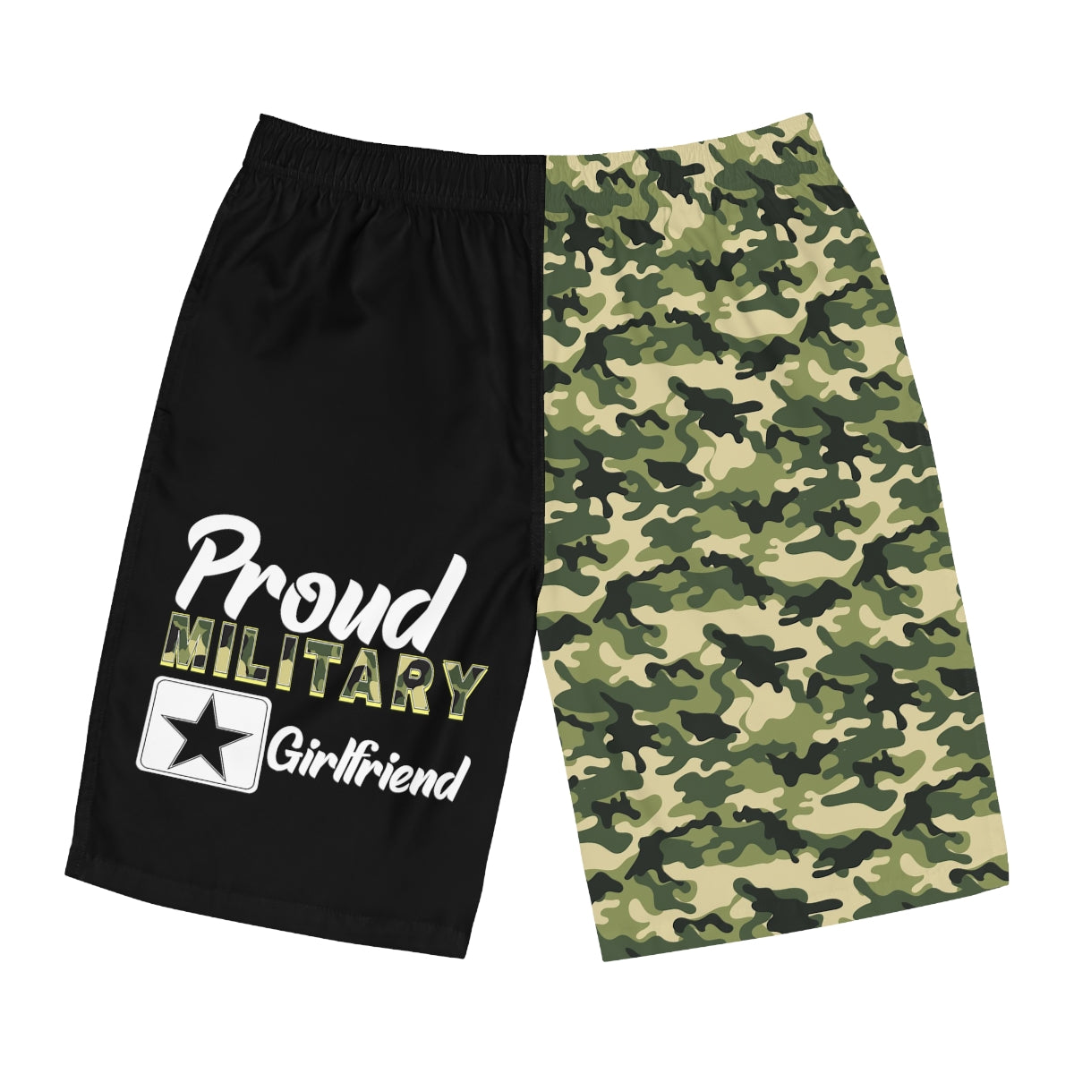 Proud Military Girlfriend Camoflauge Board Shorts-Phoenix Styles