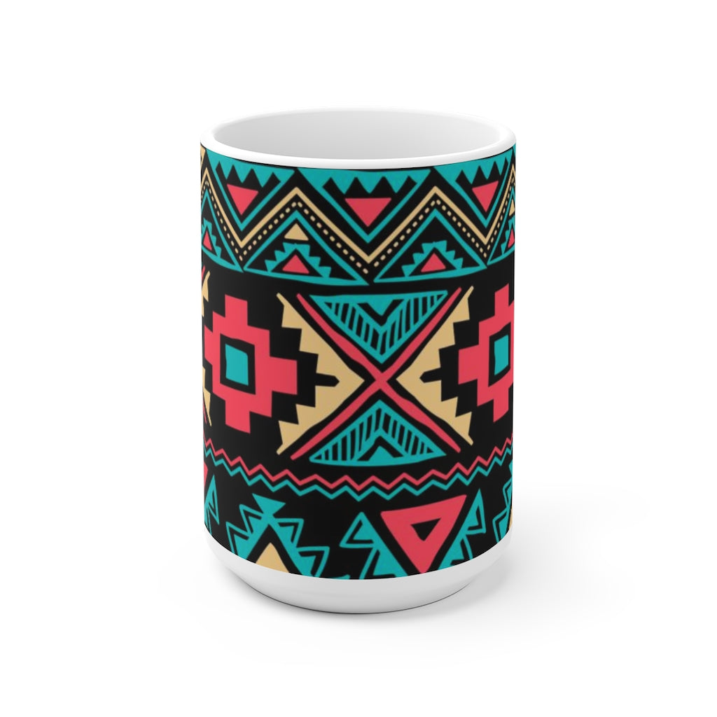 Tribal Vintage Ethnic Seamless White Ceramic Mug-Phoenix Styles