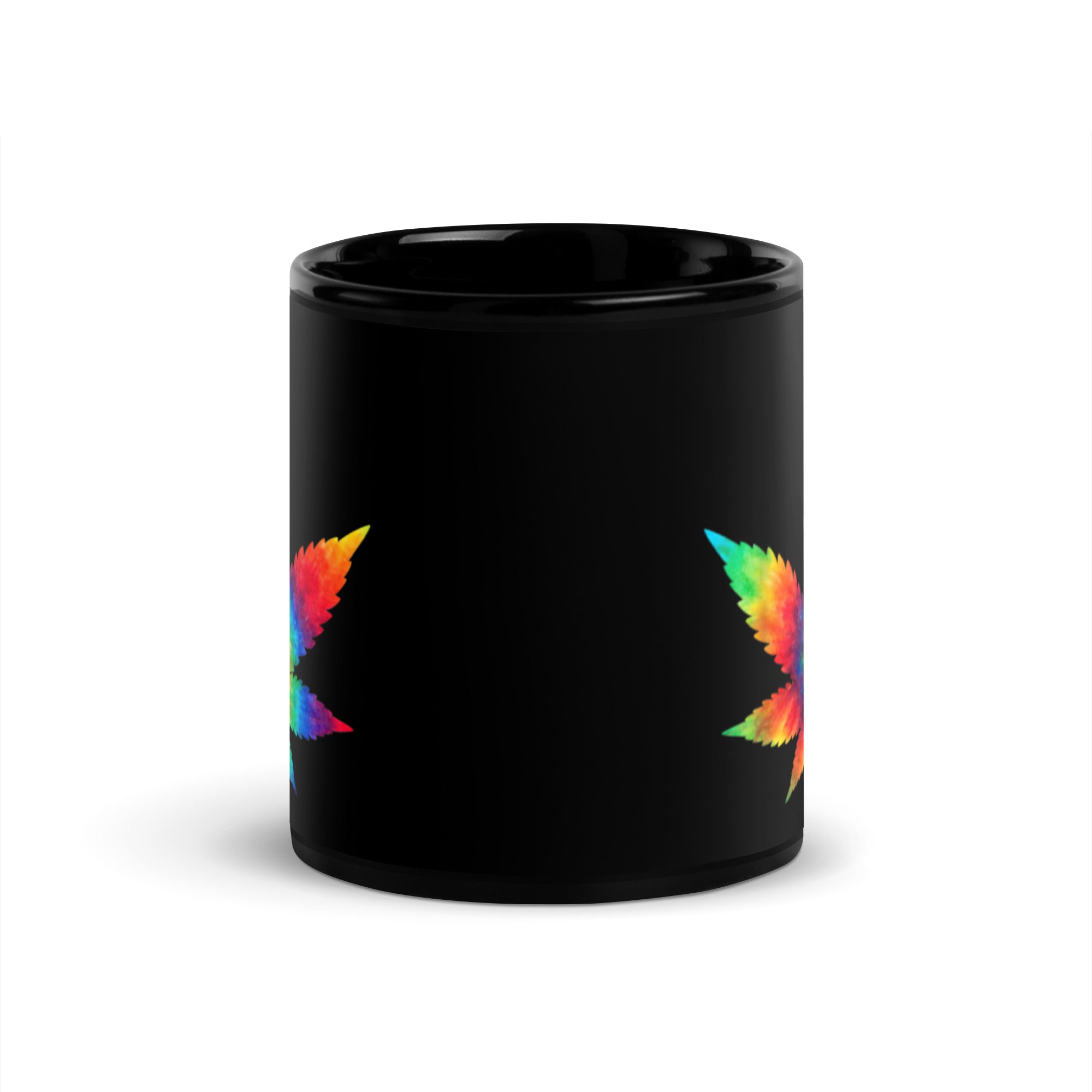 Colorful Weed Leaf Black Glossy Mug-Phoenix Styles