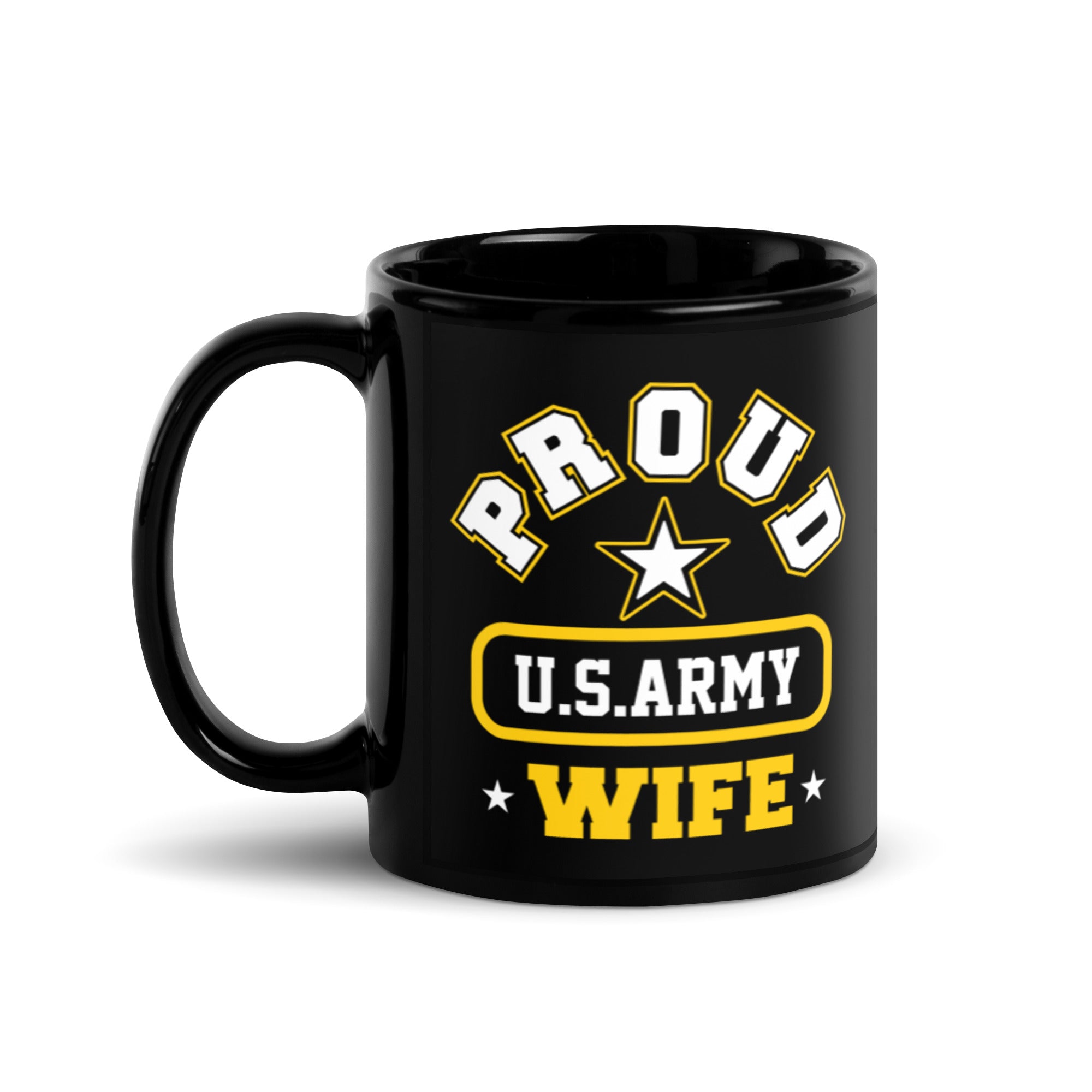 Proud U.S Army Wife Black Glossy Mug-Phoenix Styles