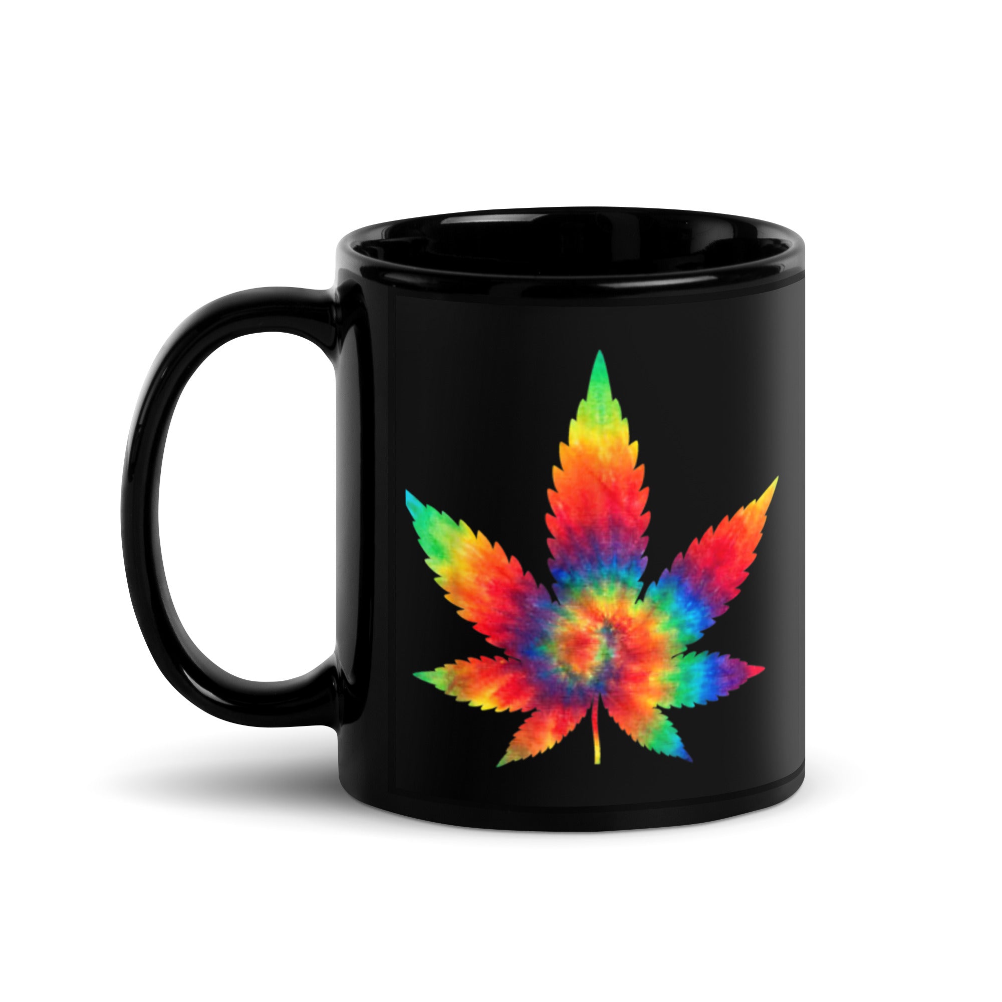 Colorful Weed Leaf Black Glossy Mug-Phoenix Styles