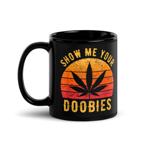 Funny-Retro-Weed-for-Stoner-Marijuana-Cannabis-Black Glossy Mug-Phoenix Styles