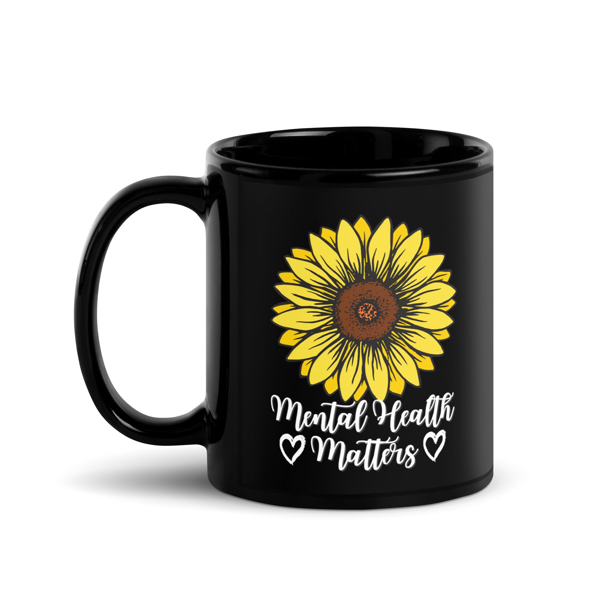 Mental Health Matters Black Glossy Mug-Phoenix Styles