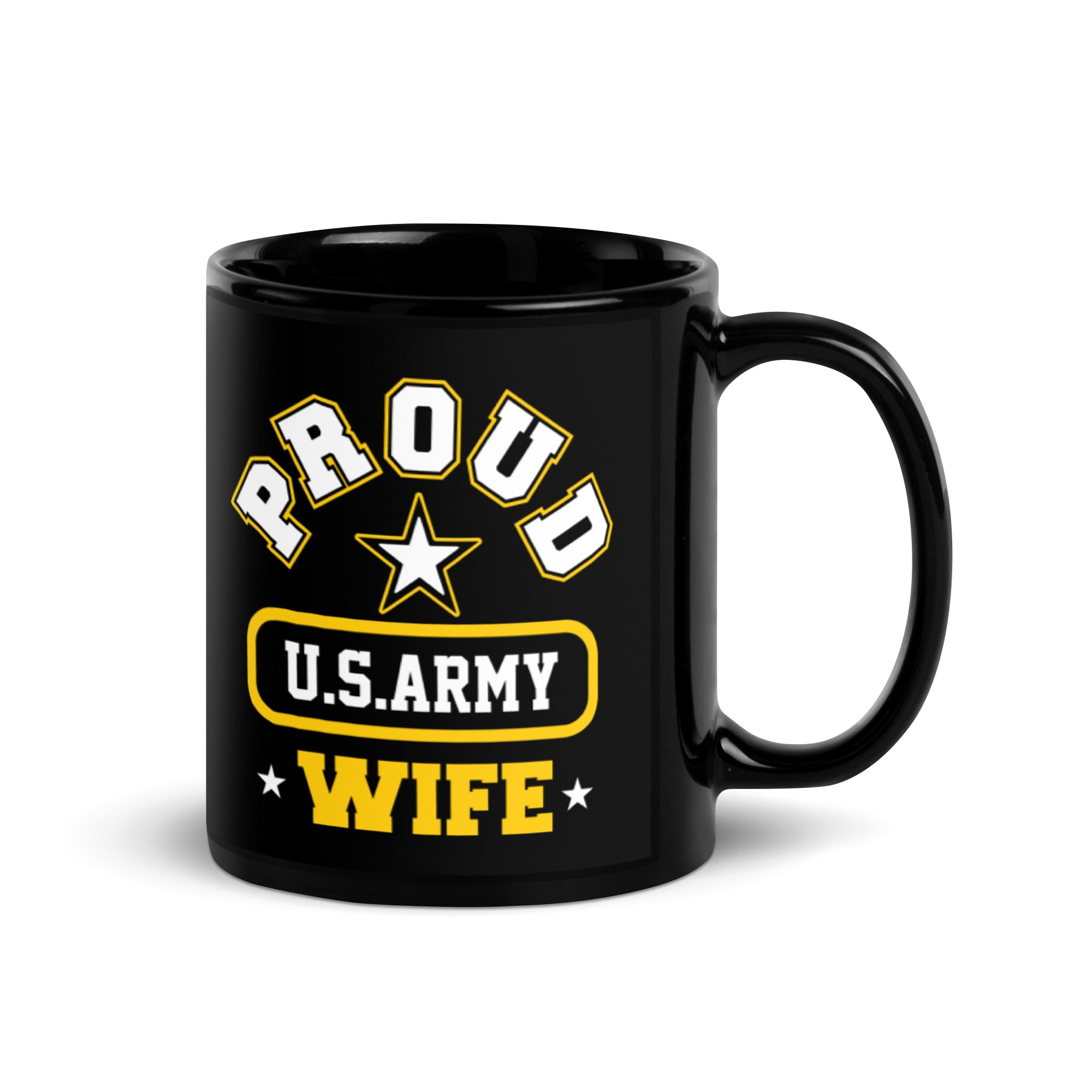 Proud U.S Army Wife Black Glossy Mug-Phoenix Styles