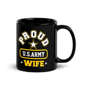 Proud U.S Army Wife Black Glossy Mug-Phoenix Styles