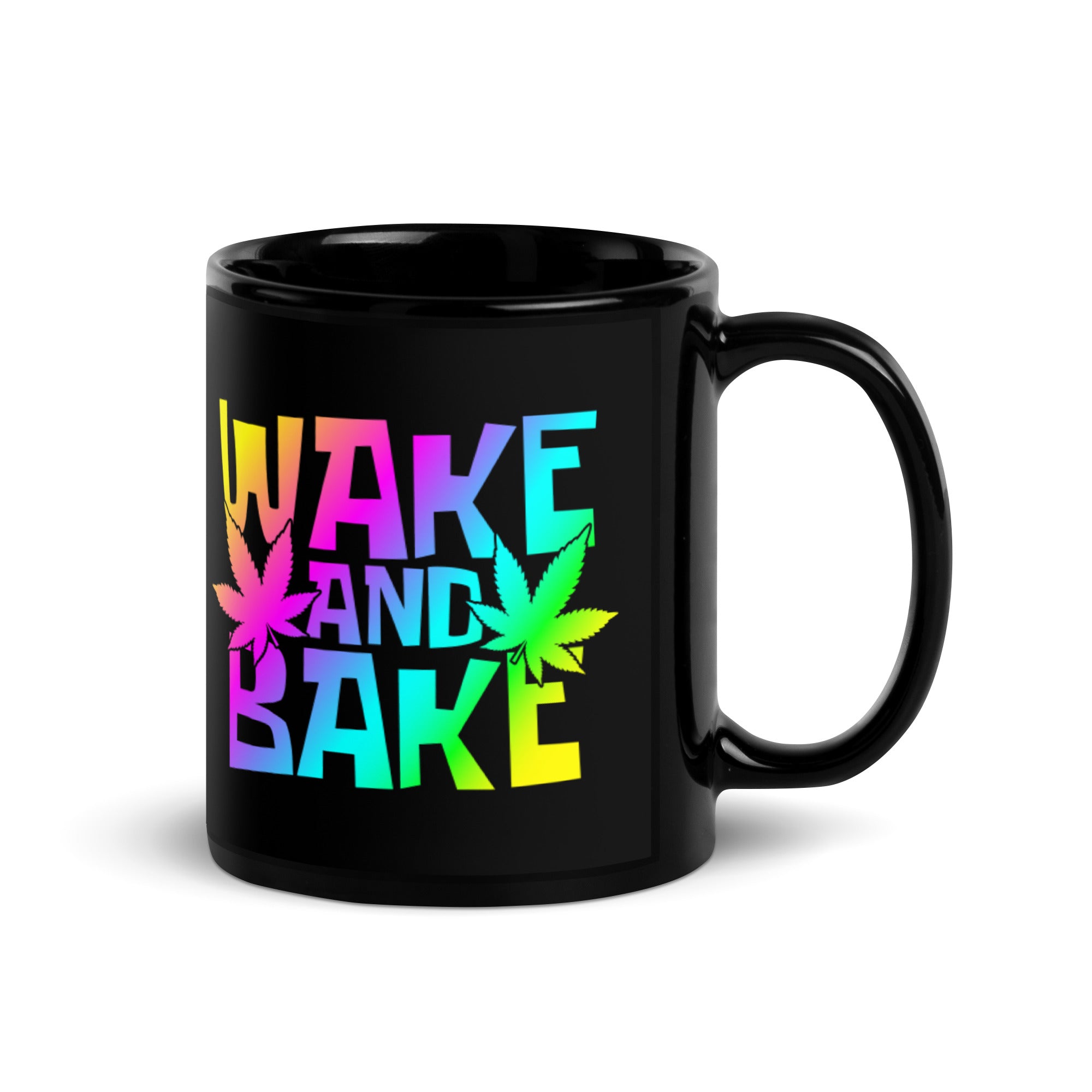 Wake and Bake Black Glossy Mug-Phoenix Styles