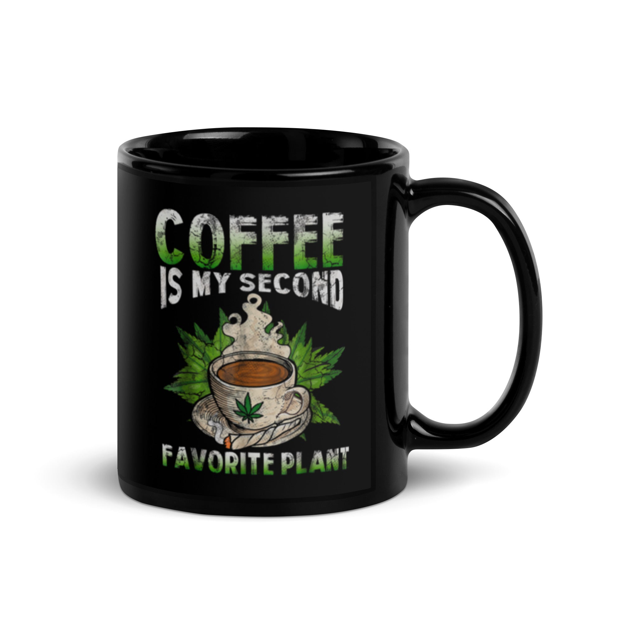 Coffee Is My Second Favorite Plant Black Glossy Mug-Phoenix Styles