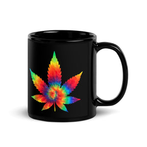 Colorful Weed Leaf Black Glossy Mug-Phoenix Styles