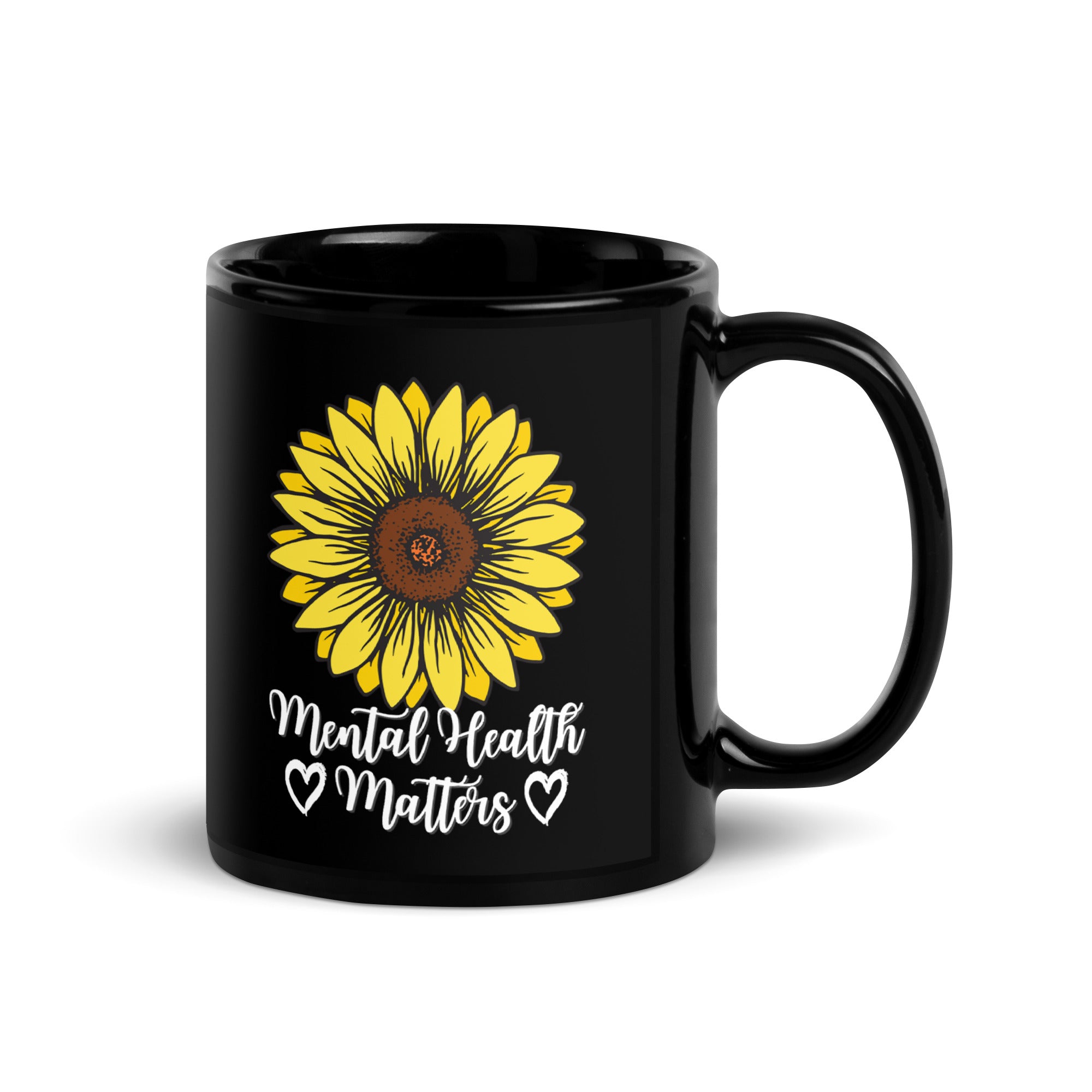 Mental Health Matters Black Glossy Mug-Phoenix Styles