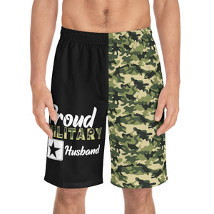 Proud Military Husband Camoflauge Board Shorts-Phoenix Styles