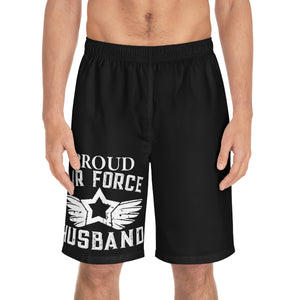 Proud Airforce Husband Men's Board Shorts (AOP)-Phoenix Styles