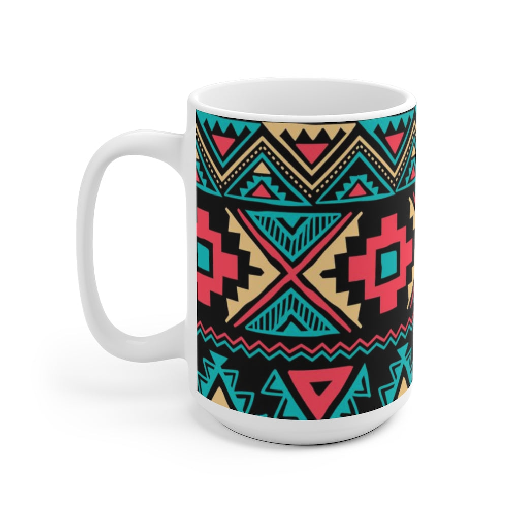 Tribal Vintage Ethnic Seamless White Ceramic Mug-Phoenix Styles