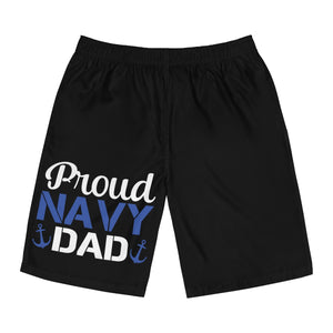 Proud Navy Dad Men's Board Shorts (AOP)-Phoenix Styles