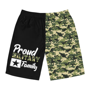 Proud Military Family Camoflauge Board Shorts-Phoenix Styles