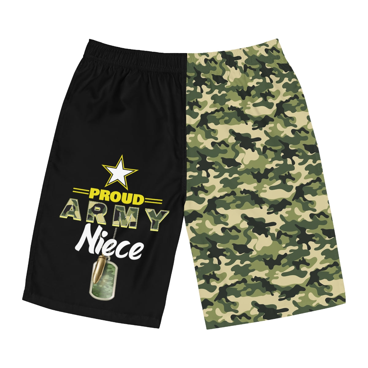 Proud Army Niece Board Camoflauge Shorts-Phoenix Styles