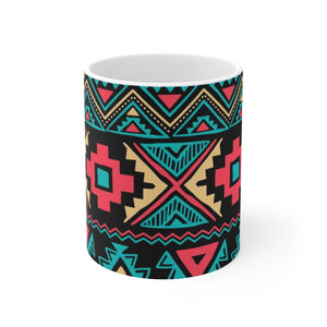 Tribal Vintage Ethnic Seamless White Ceramic Mug-Phoenix Styles