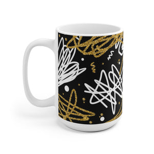 Fancy Gold Retro Doodle White Ceramic Mug-Phoenix Styles