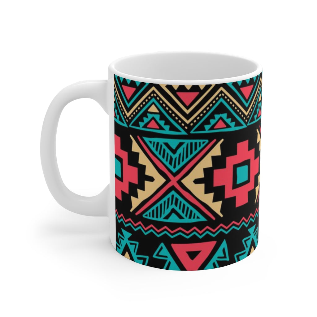 Tribal Vintage Ethnic Seamless White Ceramic Mug-Phoenix Styles