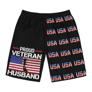 Proud Veteran Husband USA Men's Board Shorts-Phoenix Styles