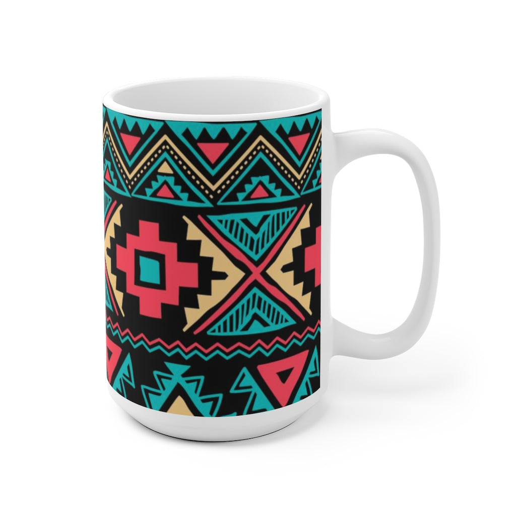 Tribal Vintage Ethnic Seamless White Ceramic Mug-Phoenix Styles